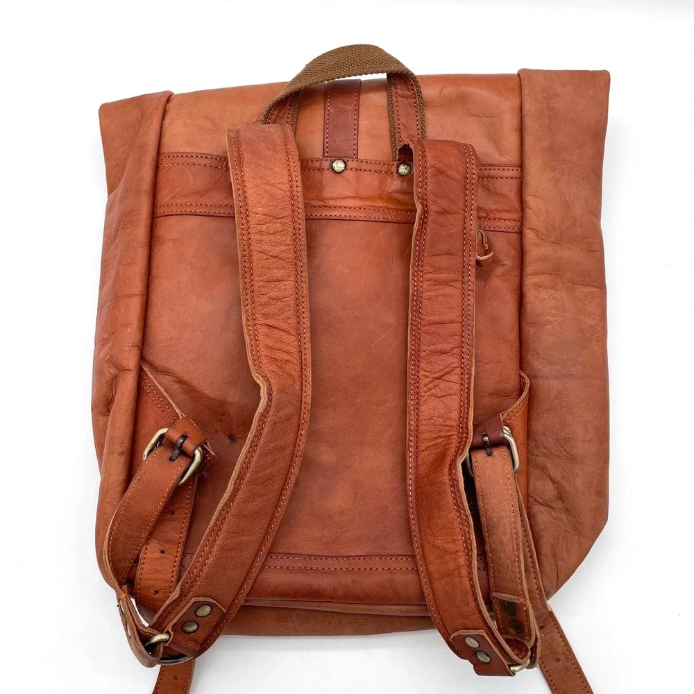 Berliner Bags Leather Backpack Men OS Tan Good Vintage Roll Top Rucksack
